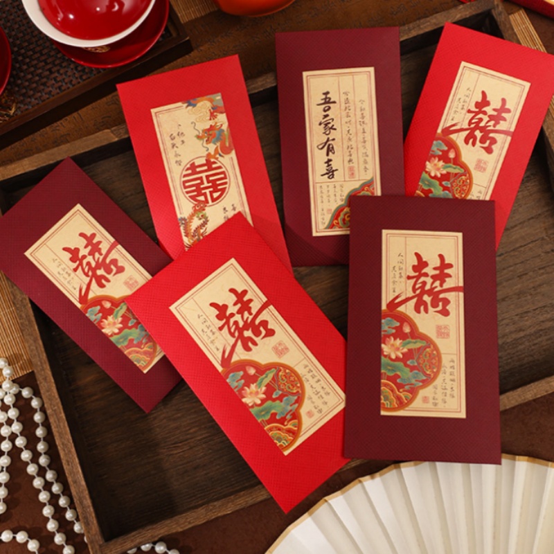 Wedding Envelopes - 2/4 szt. Chińskie czerwone koperty ślubne: