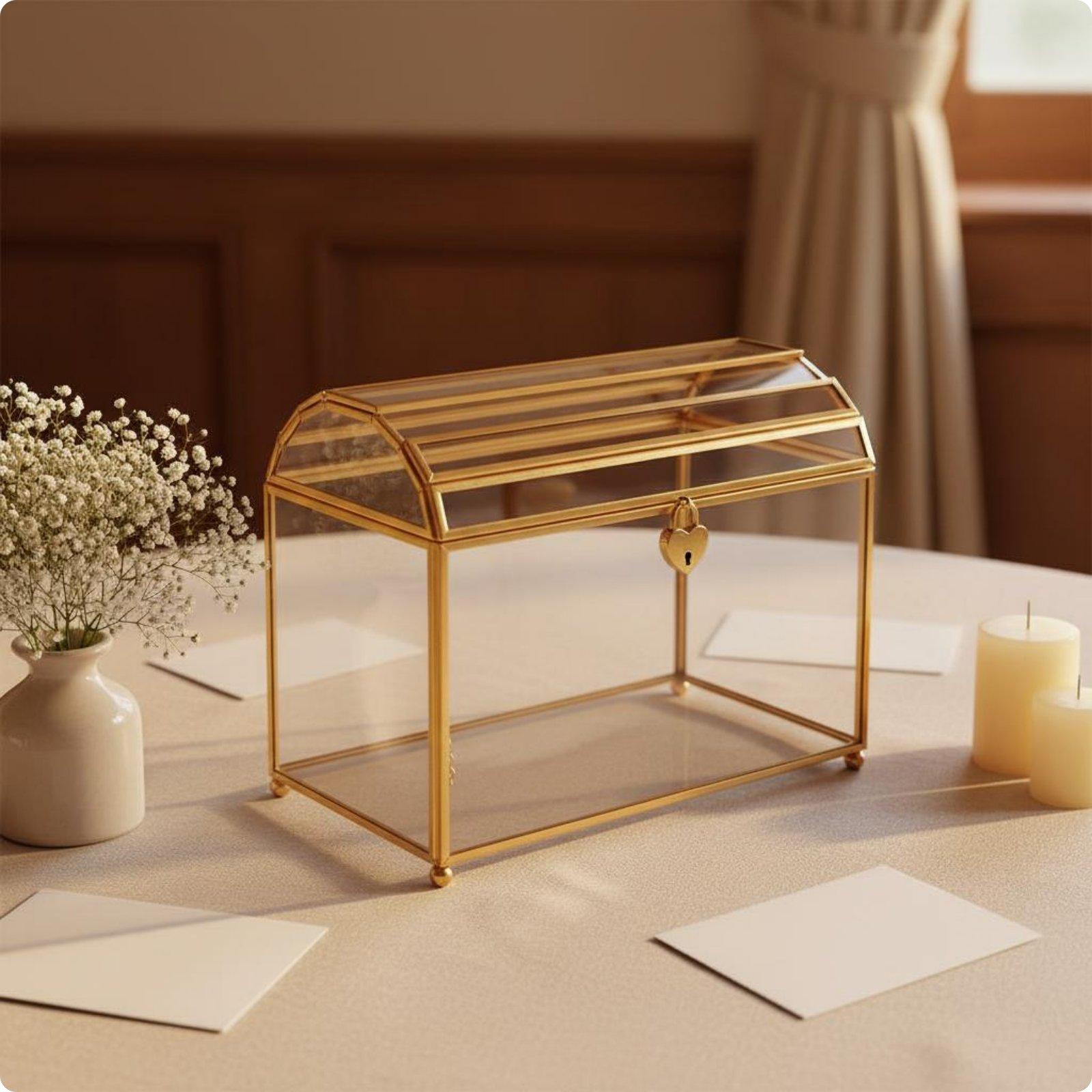 Elegancka szklana skrzynka na  – Wedding Card Box recenzja i cena